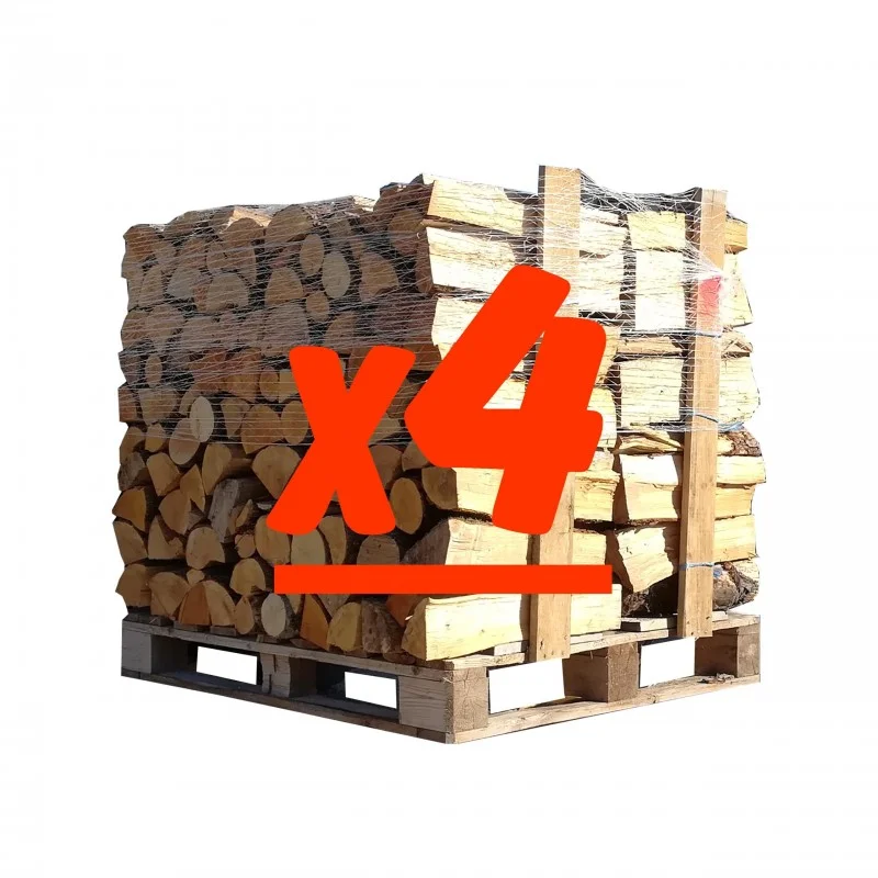 50-cm Holzscheite: 4 Paletten – 2 Paletten Weißeiche + 2 Paletten Pappel/Ulme